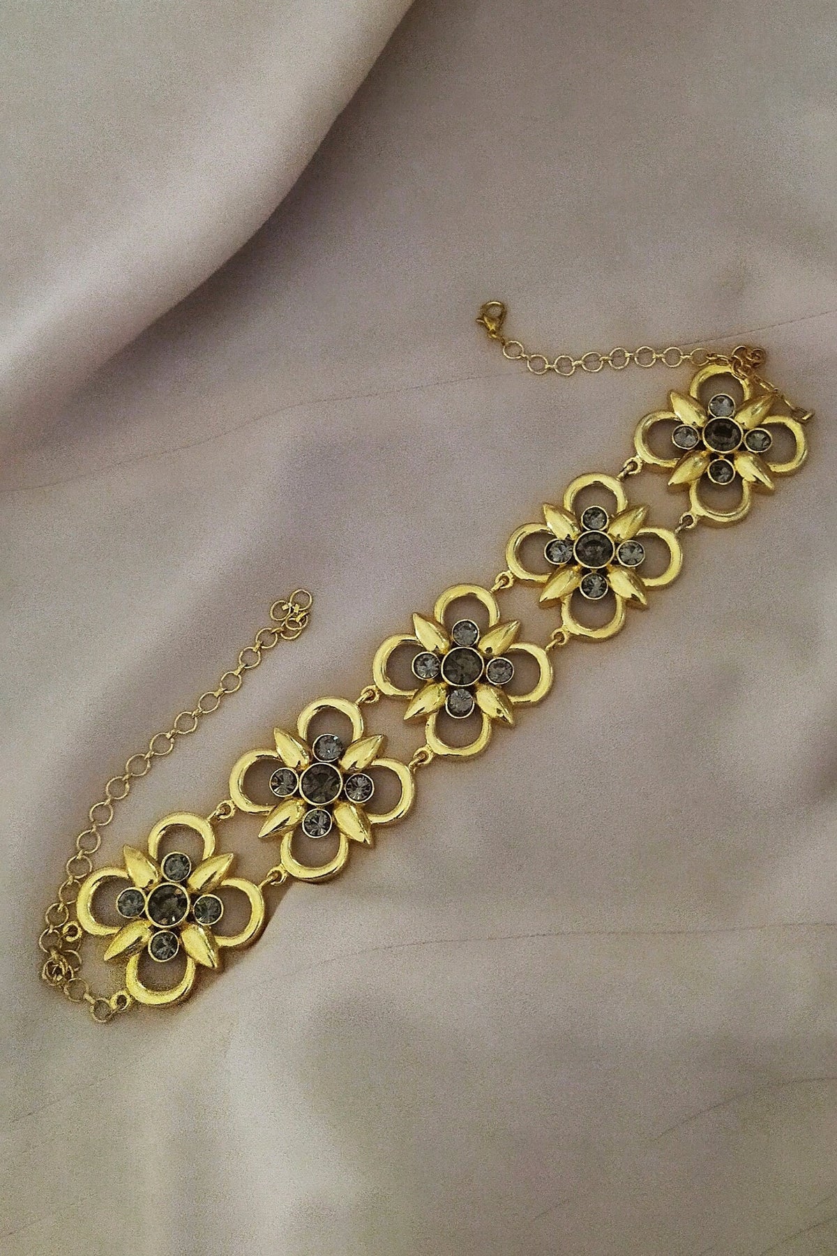 Floral Luxe Grey Swarovski Choker 
