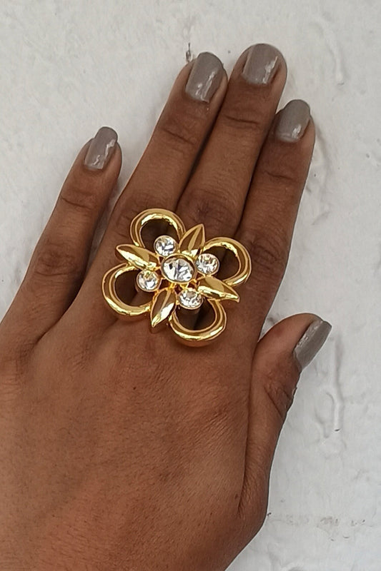 Floral Pearl Swarovski Ring 