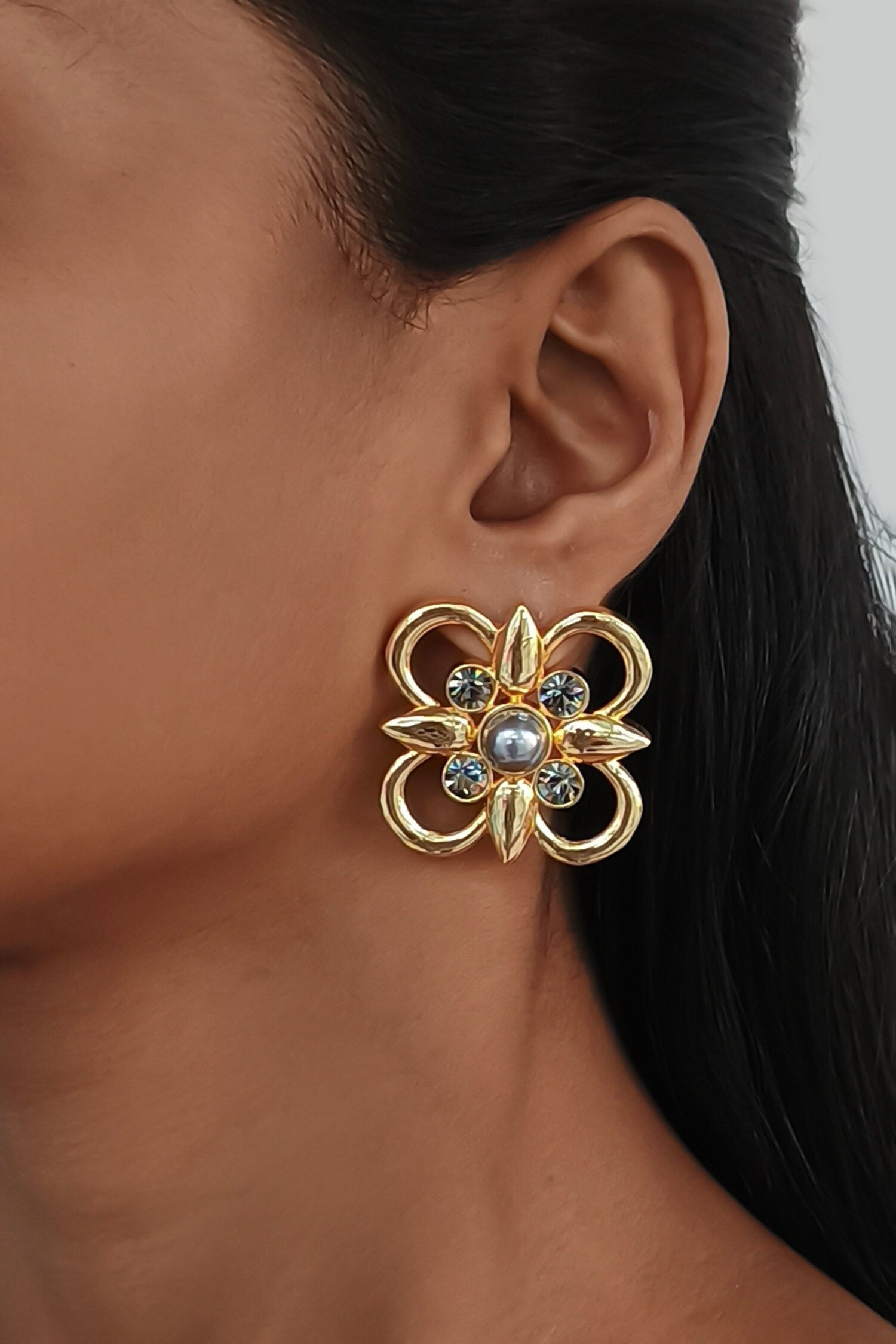 Floral Swarovski Stud Earrings 