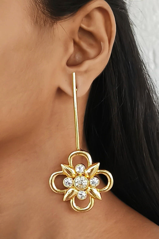 Floral Swarovski Stick Earrings 