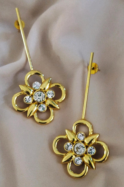 Floral Swarovski Stick Earrings 