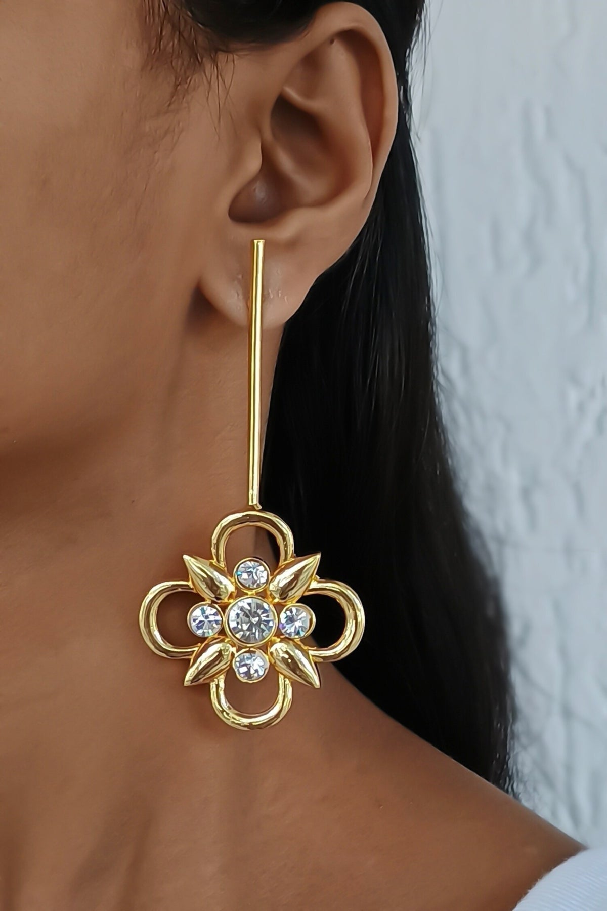 Floral Swarovski Stick Earrings 