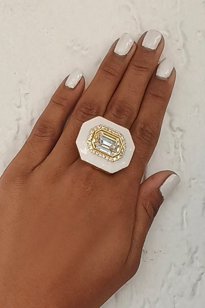 Geometric Crystal Enamel Ring 