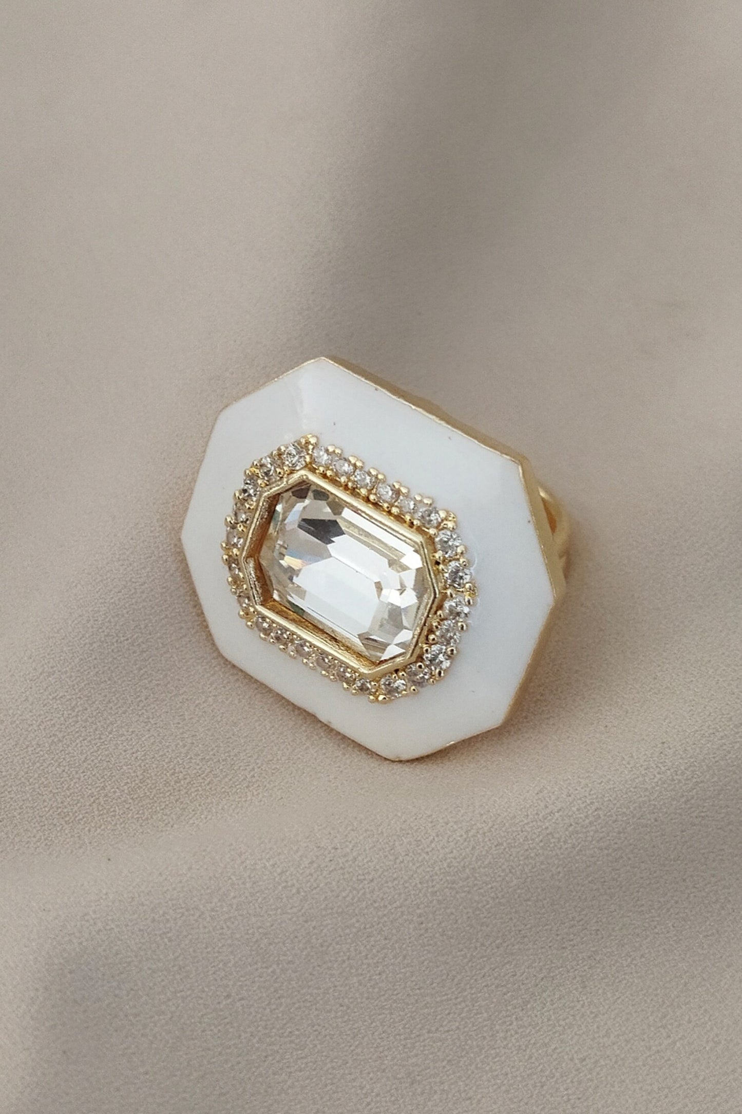 Geometric Crystal Enamel Ring 
