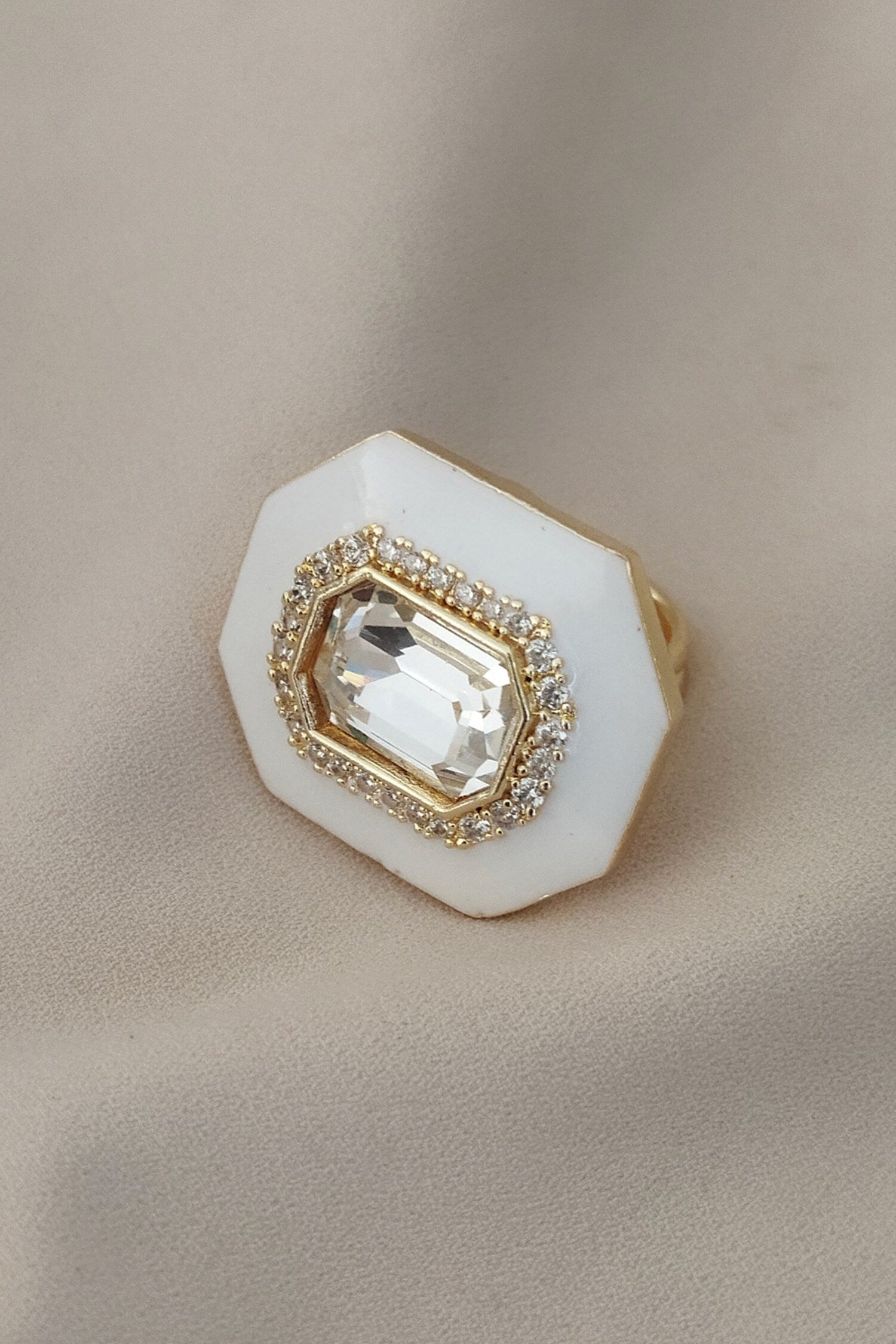 Geometric Crystal Enamel Ring 