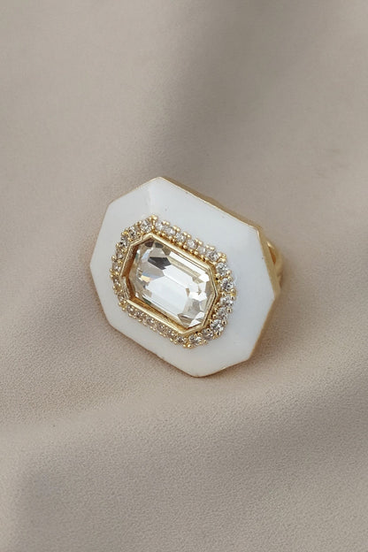 Geometric Crystal Enamel Ring 