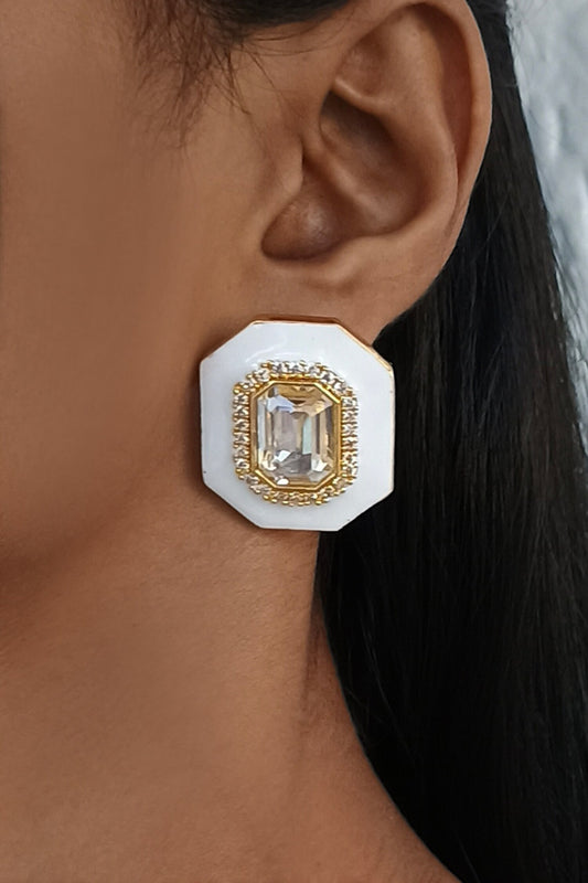 Geometric Crystal Stud Earrings 