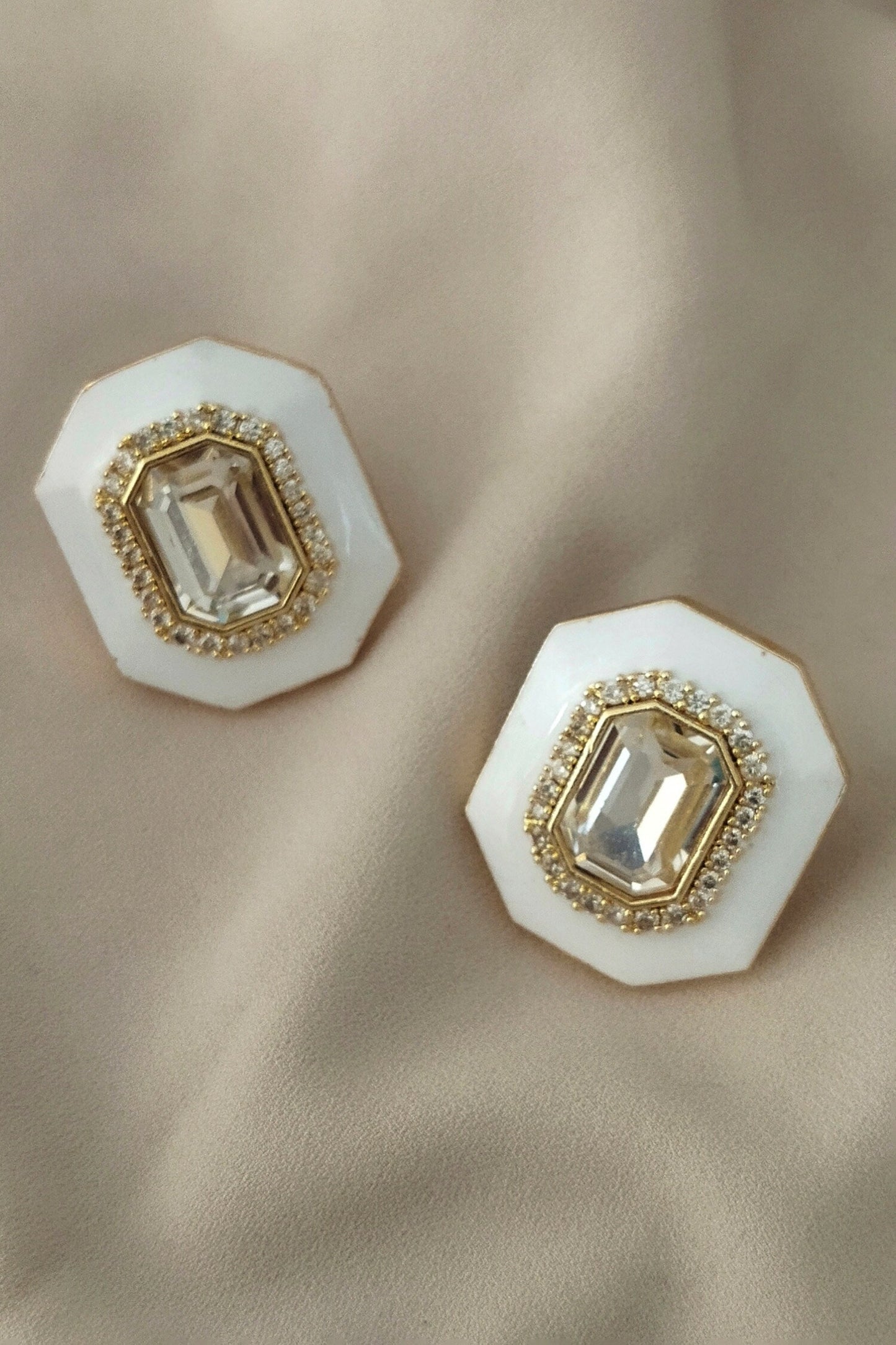 Geometric Crystal Stud Earrings 