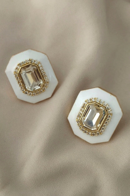 Geometric Crystal Stud Earrings 