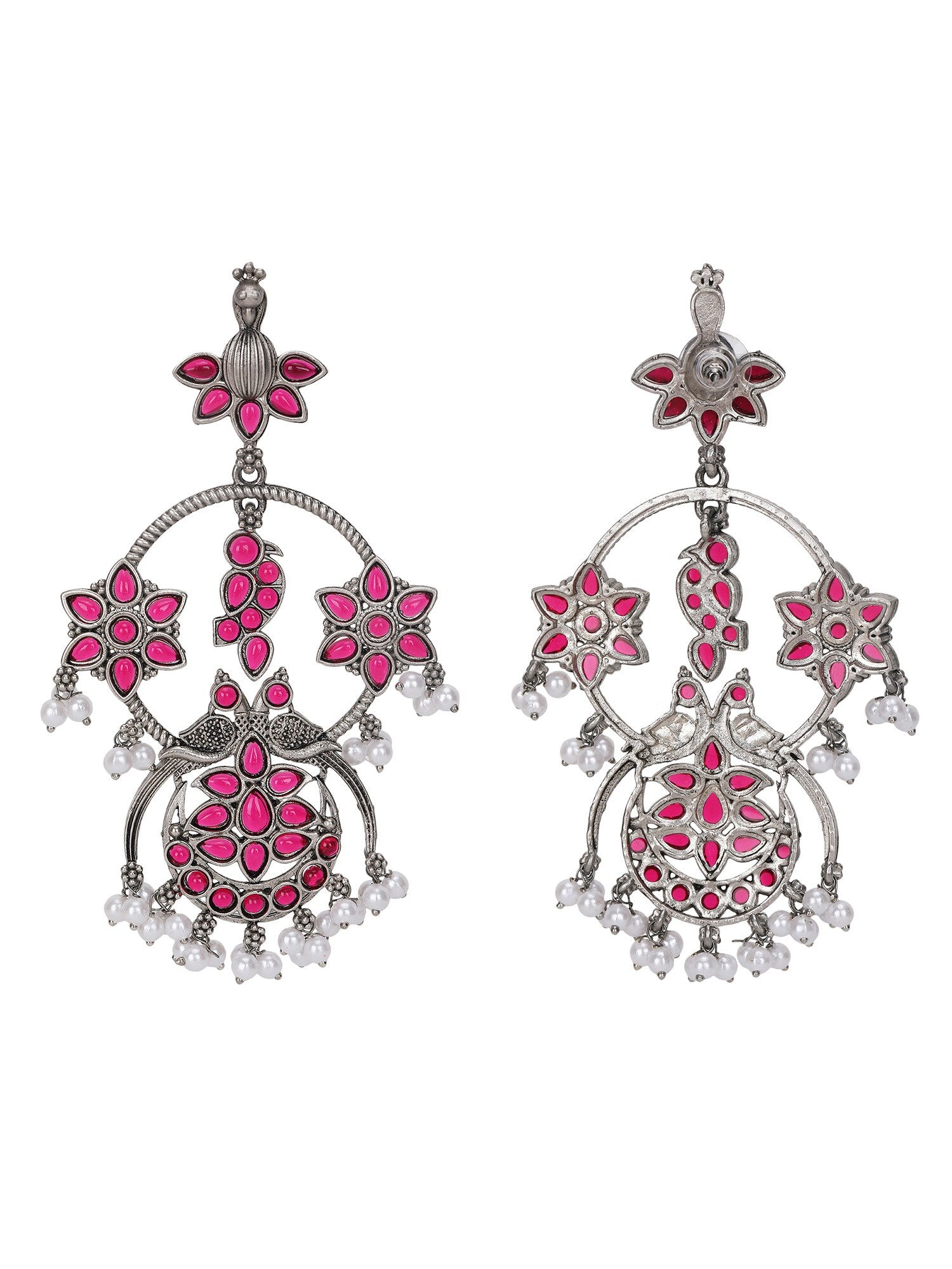Floral Stone Chandbali Earrings 