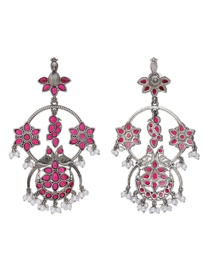 Floral Stone Chandbali Earrings 