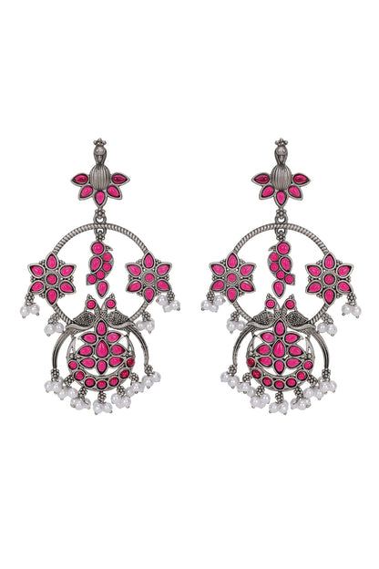 Floral Stone Chandbali Earrings 