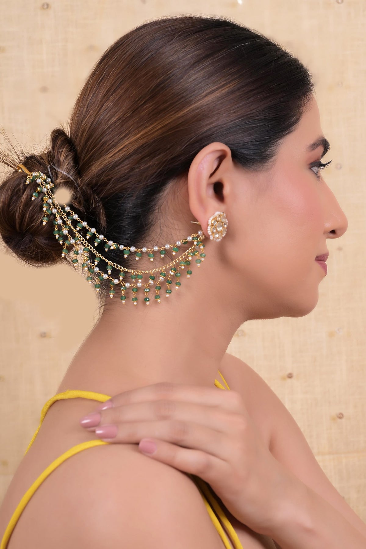 Designer Pearl & Semi Precious Earchains Set 