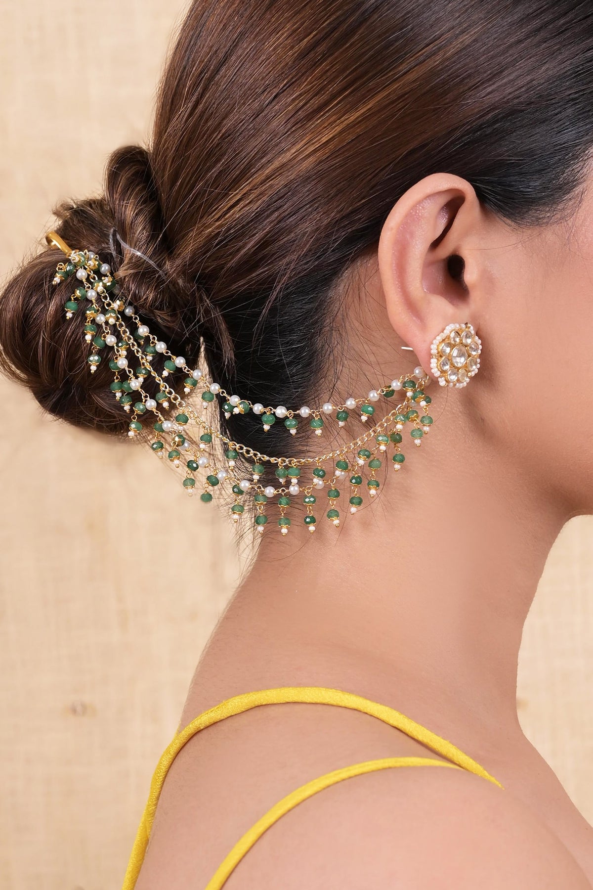 Designer Pearl & Semi Precious Earchains Set 
