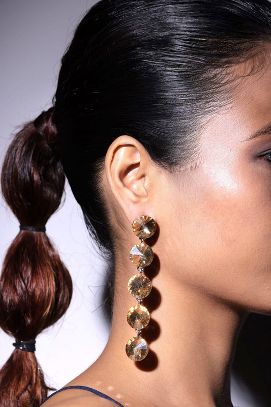 Gold Crystal Drop Earrings 