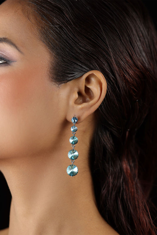 Blue Crystal Dangler Earrings 