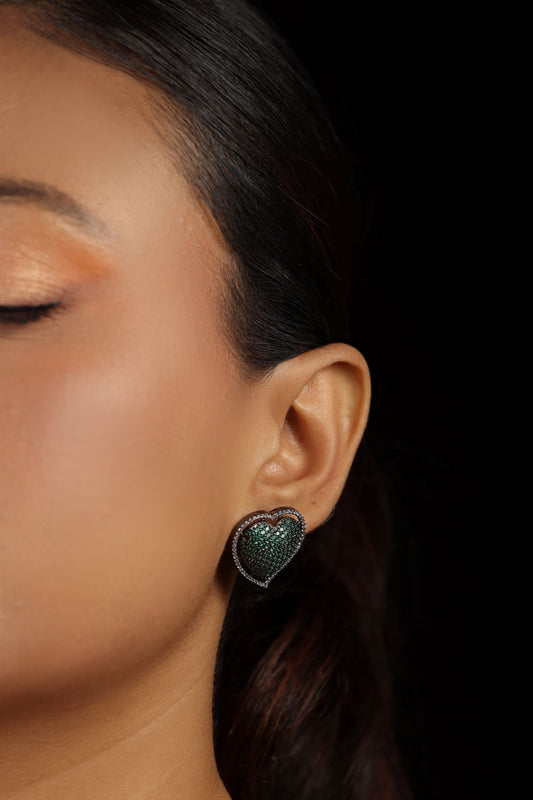 Heart Shaped Faux Diamond Studs 