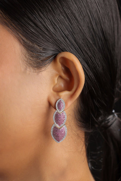 Leaf Shaped Rhinestone Earrings 