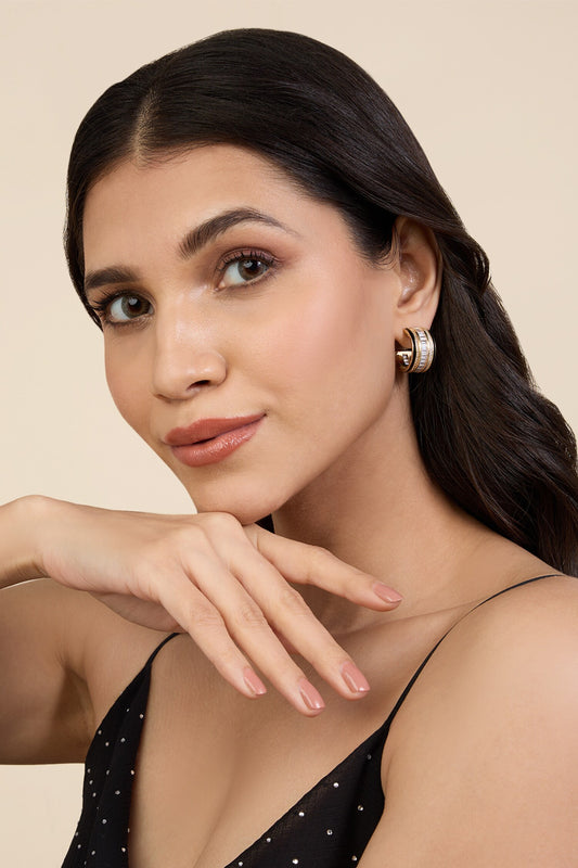 Black Enamel & Cubic Zirconia Hoops 