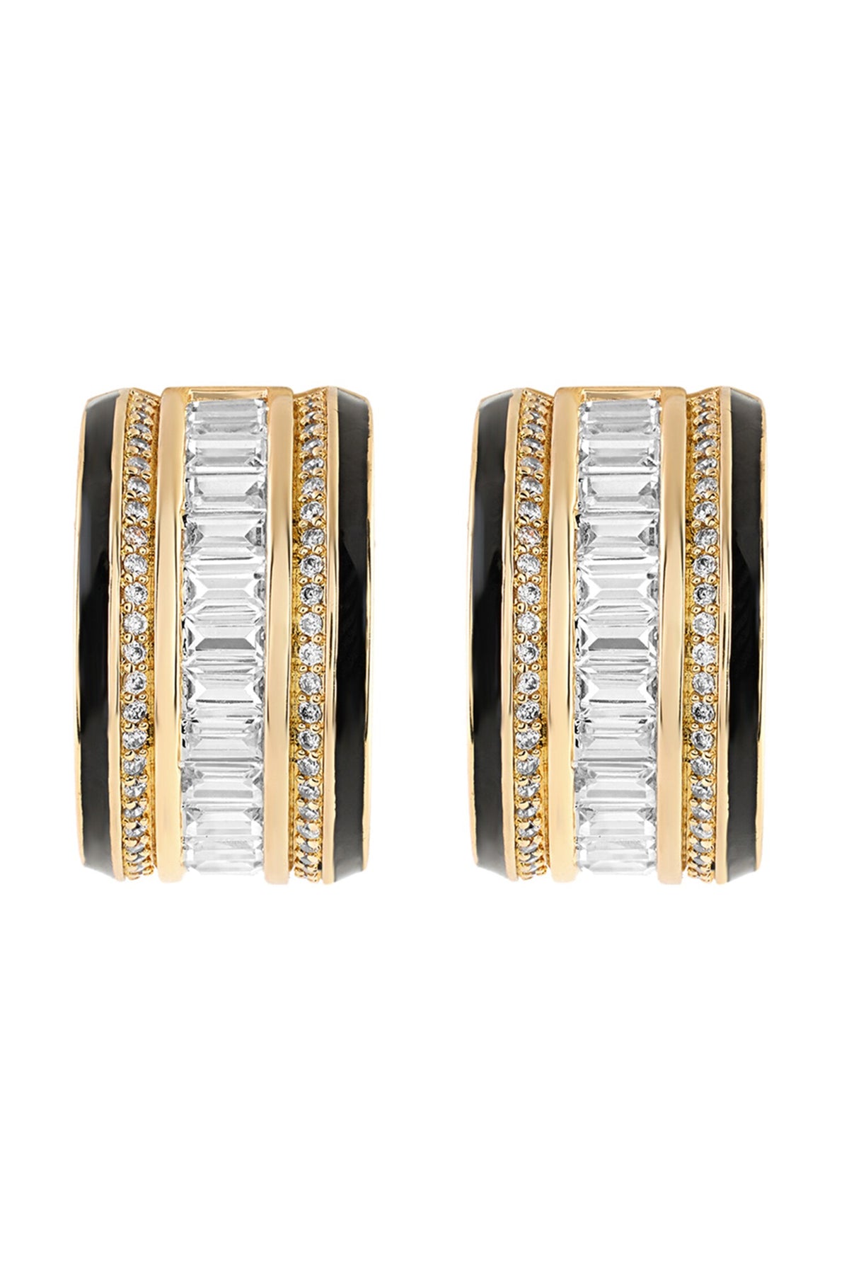 Black Enamel & Cubic Zirconia Hoops 