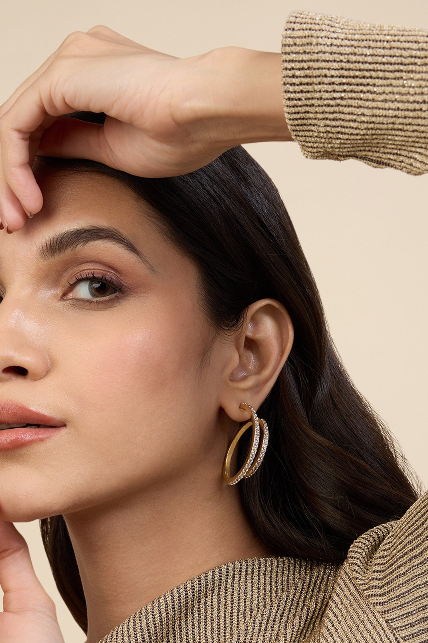 Cubic Zirconia Gold Hoops 