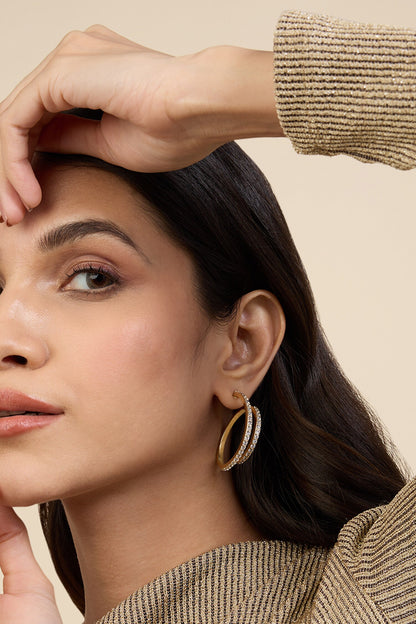 Cubic Zirconia Gold Hoops 