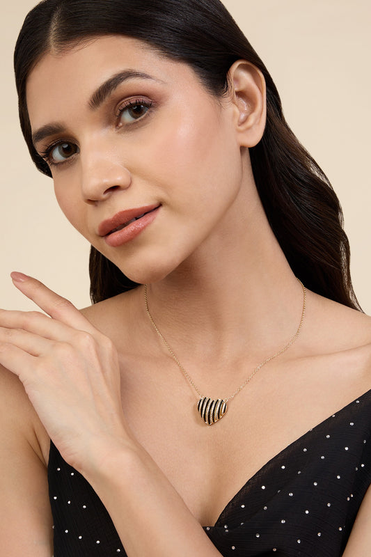 Gold Plated Heart Shaped Pendant Necklace 