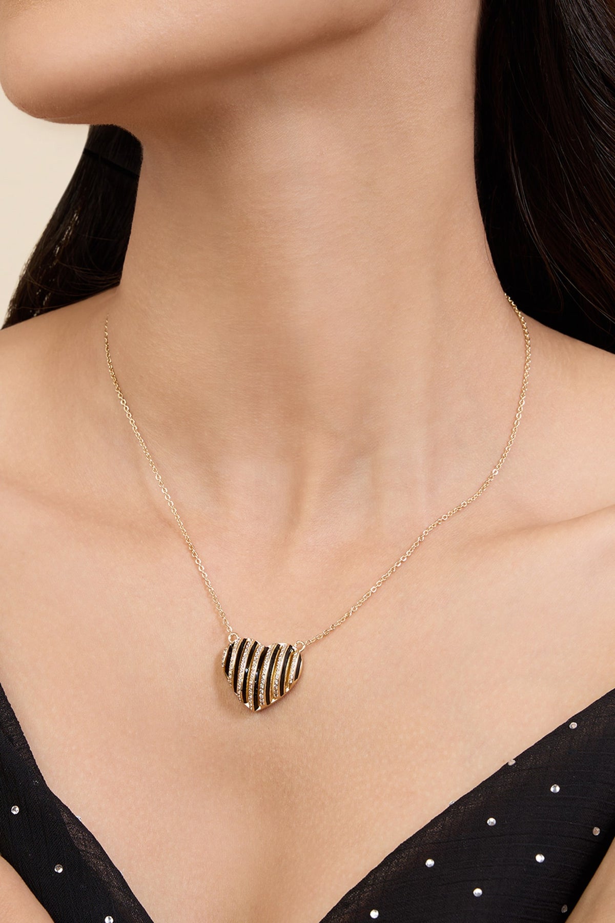 Gold Plated Heart Shaped Pendant Necklace 