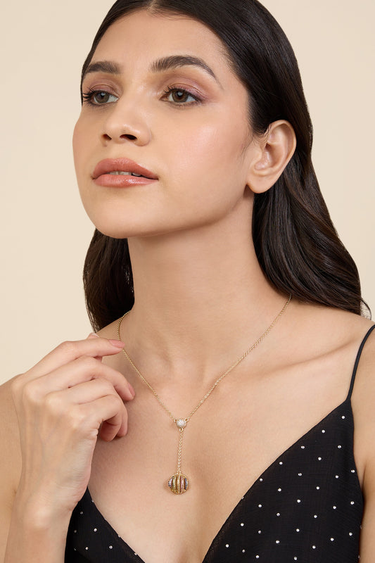 Cubic Zirconia Drop Disco Ball Necklace 