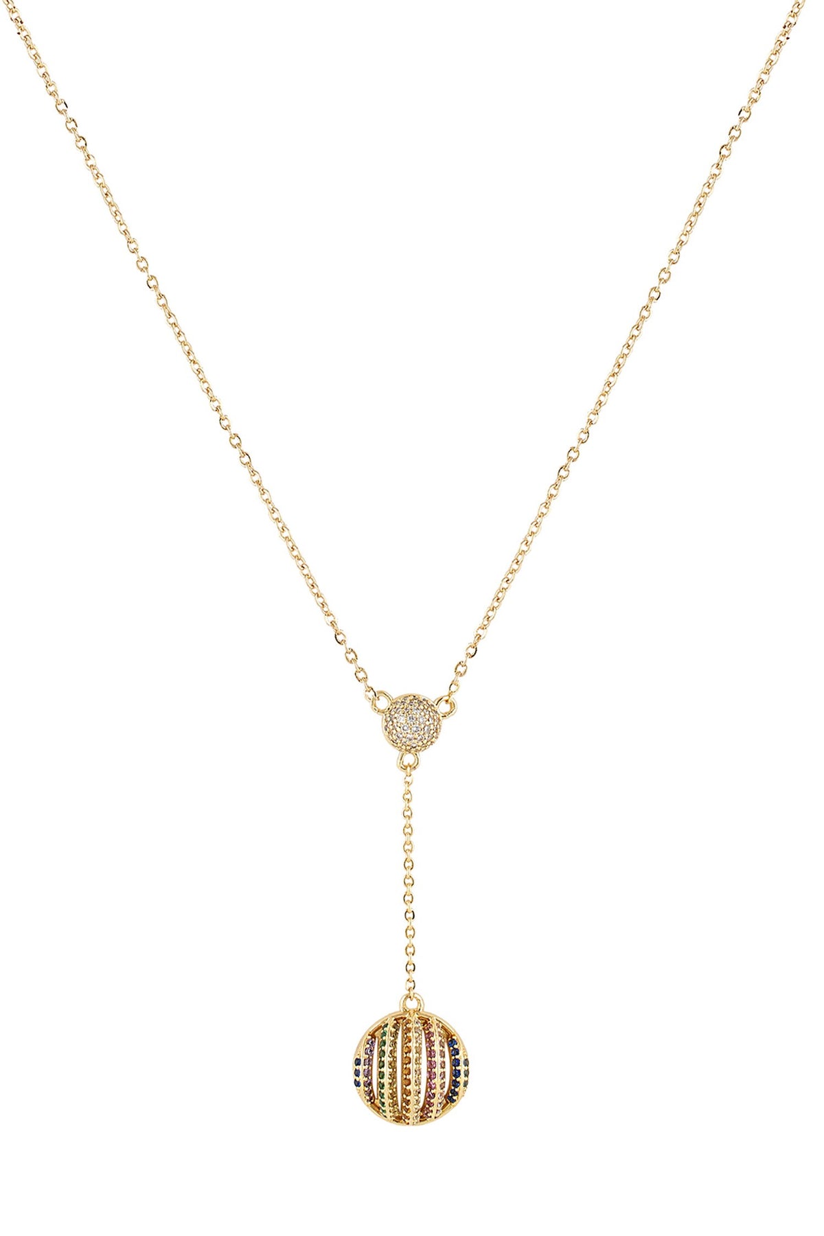 Cubic Zirconia Drop Disco Ball Necklace 