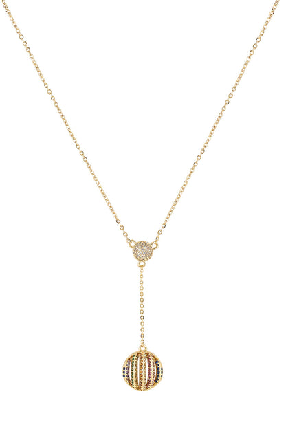 Cubic Zirconia Drop Disco Ball Necklace 