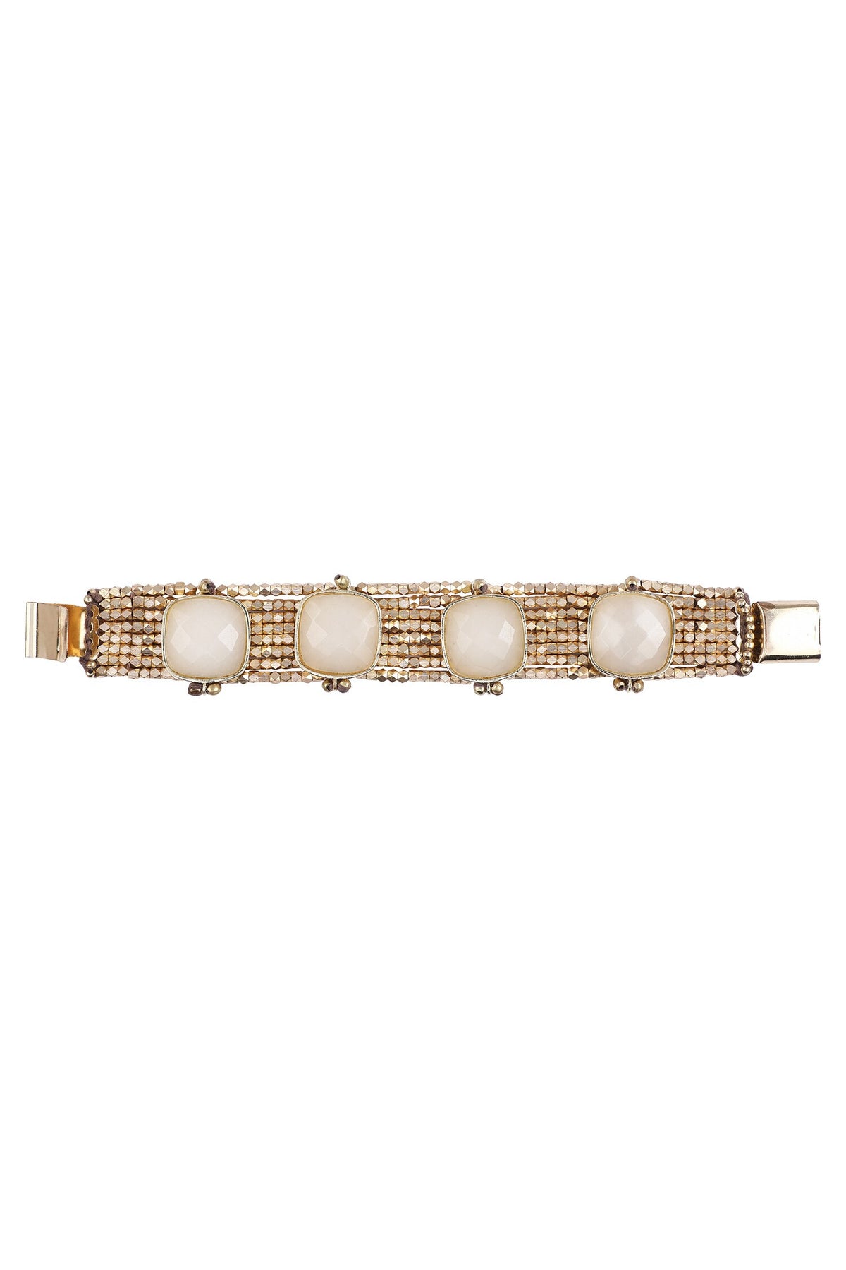 Gold Quartz Stone Beaded Bracelet 