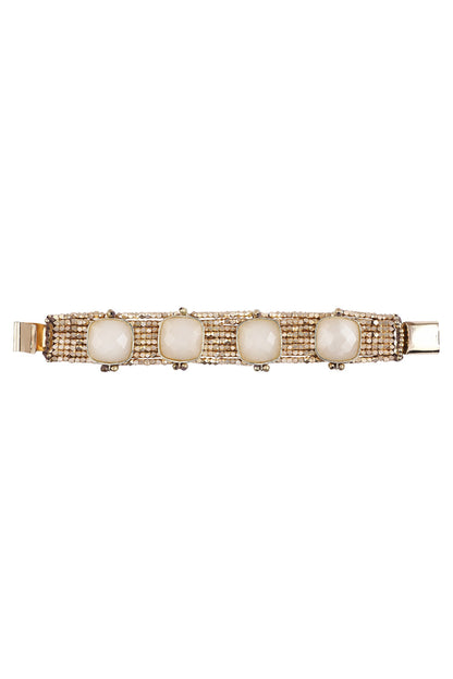 Gold Quartz Stone Beaded Bracelet 