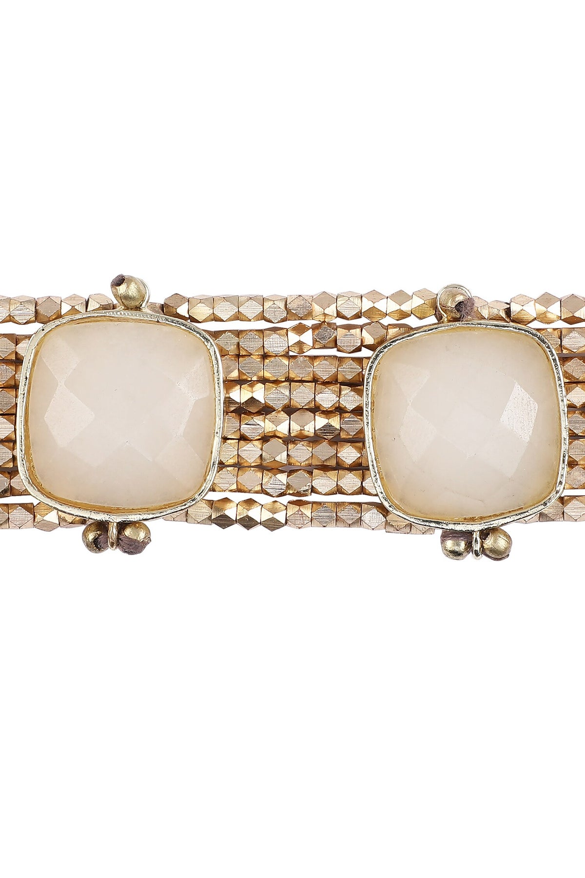 Gold Quartz Stone Beaded Bracelet 