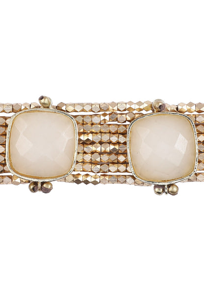 Gold Quartz Stone Beaded Bracelet 