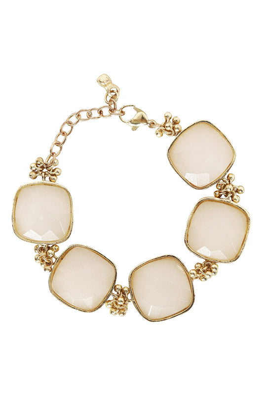 Gold Square Quartz Stone Bracelet 