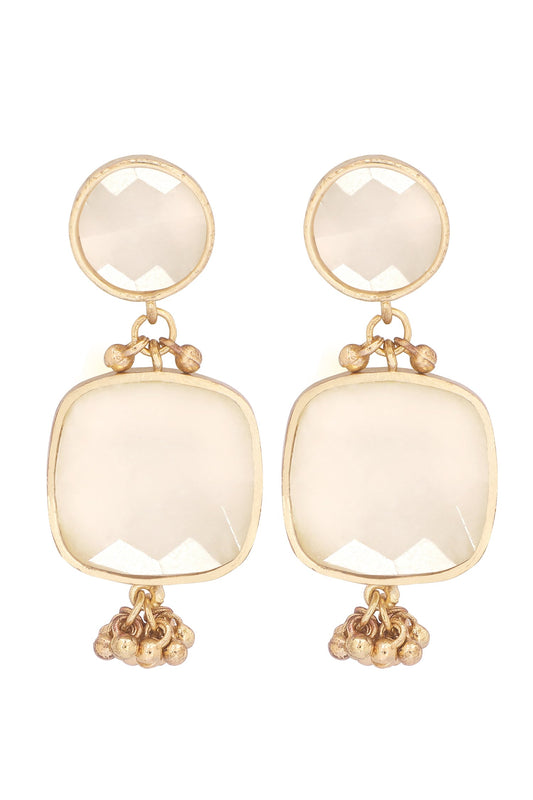 Gold Quartz Embellished Danglers 
