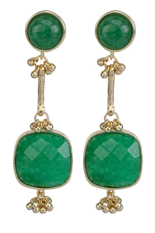 Gold Quartz Stone Danglers 