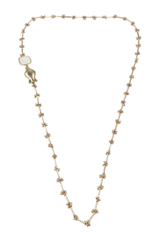 Fish Motif Quartz Long Necklace 