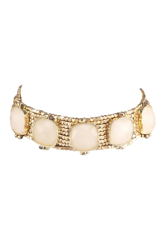 Gold Quartz Embellished Choker Necklace 