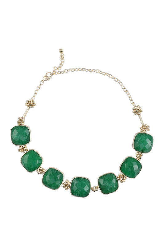 Gold Square Quartz Choker Necklace 