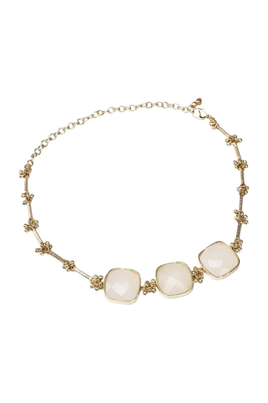 Three Stone Gold Choker Necklace 