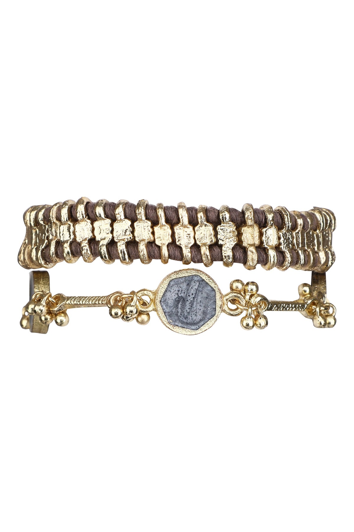 Gold Enamel Bead Tassel Bracelet 