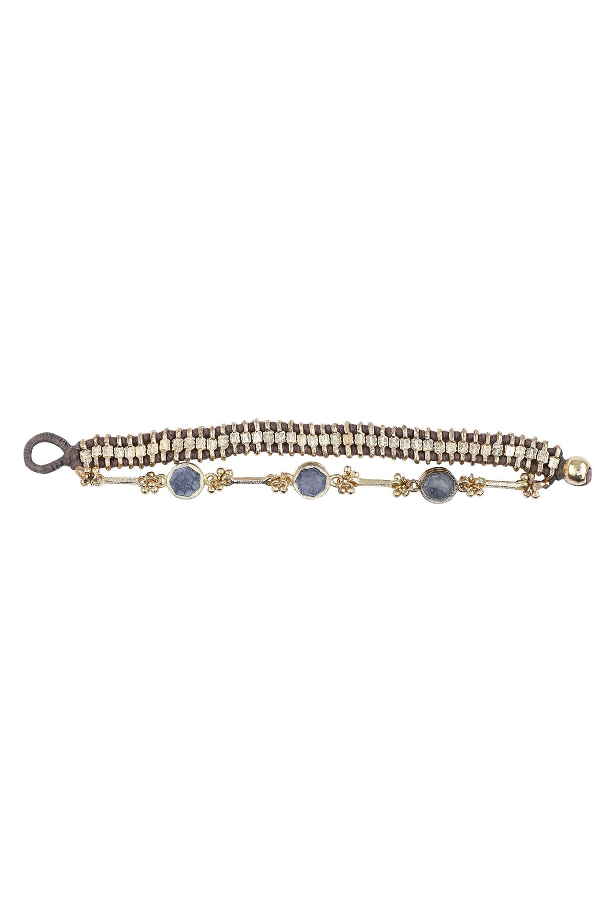 Gold Enamel Bead Tassel Bracelet 
