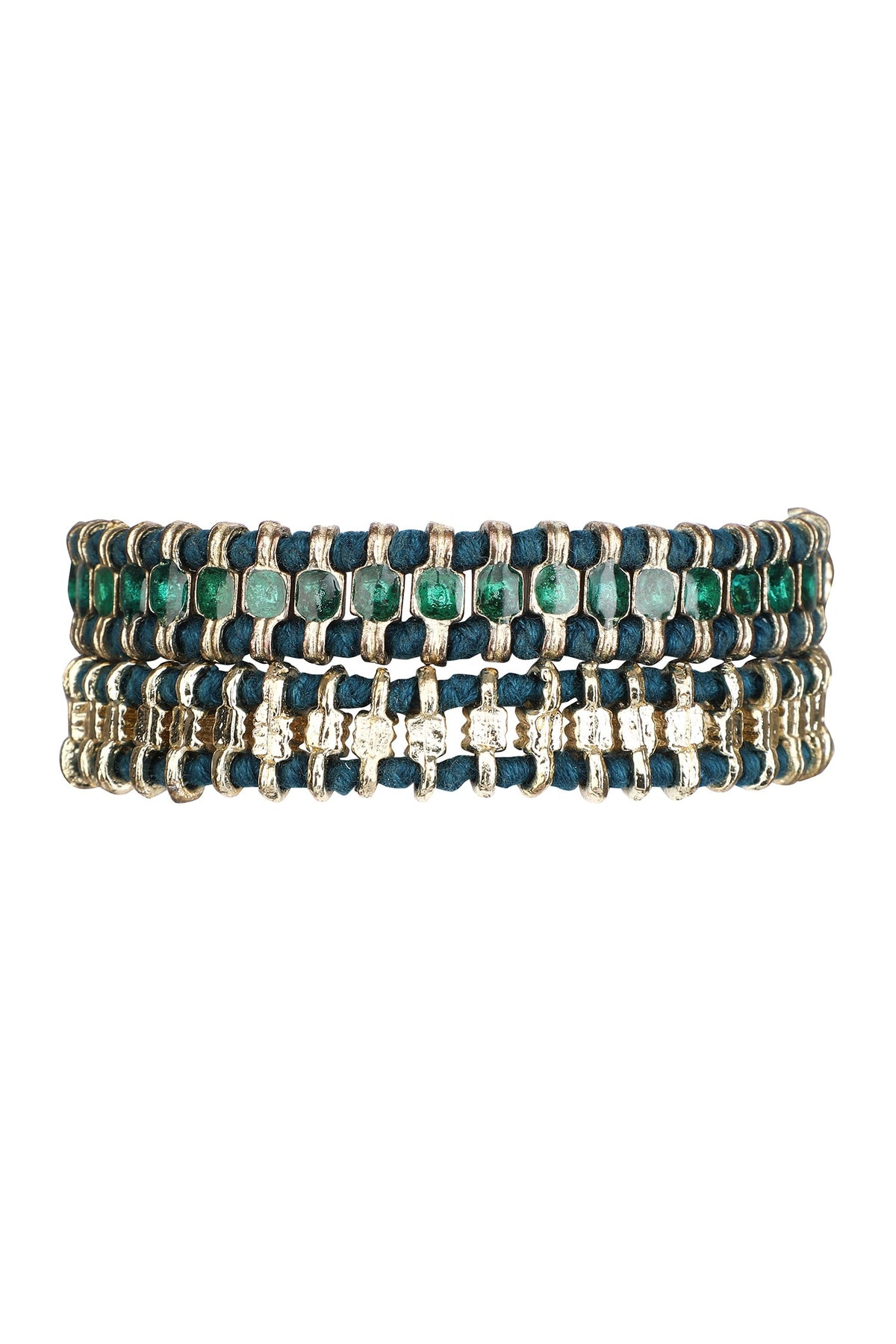 Gold Enamel Double Wrap Bracelet 