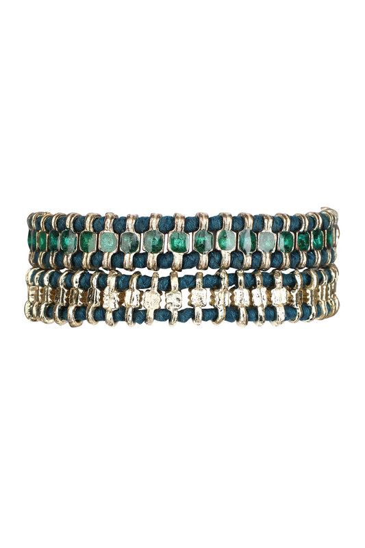 Gold Enamel Double Wrap Bracelet 