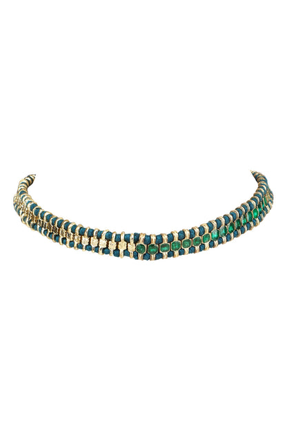 Gold Enamel Double Wrap Bracelet 
