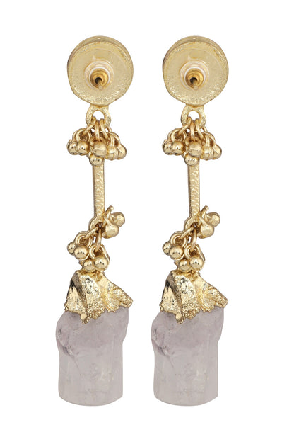 Gold Enamel Stone Drop Earrings 