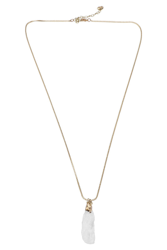Gold Stone Drop Long Pendant Necklace 