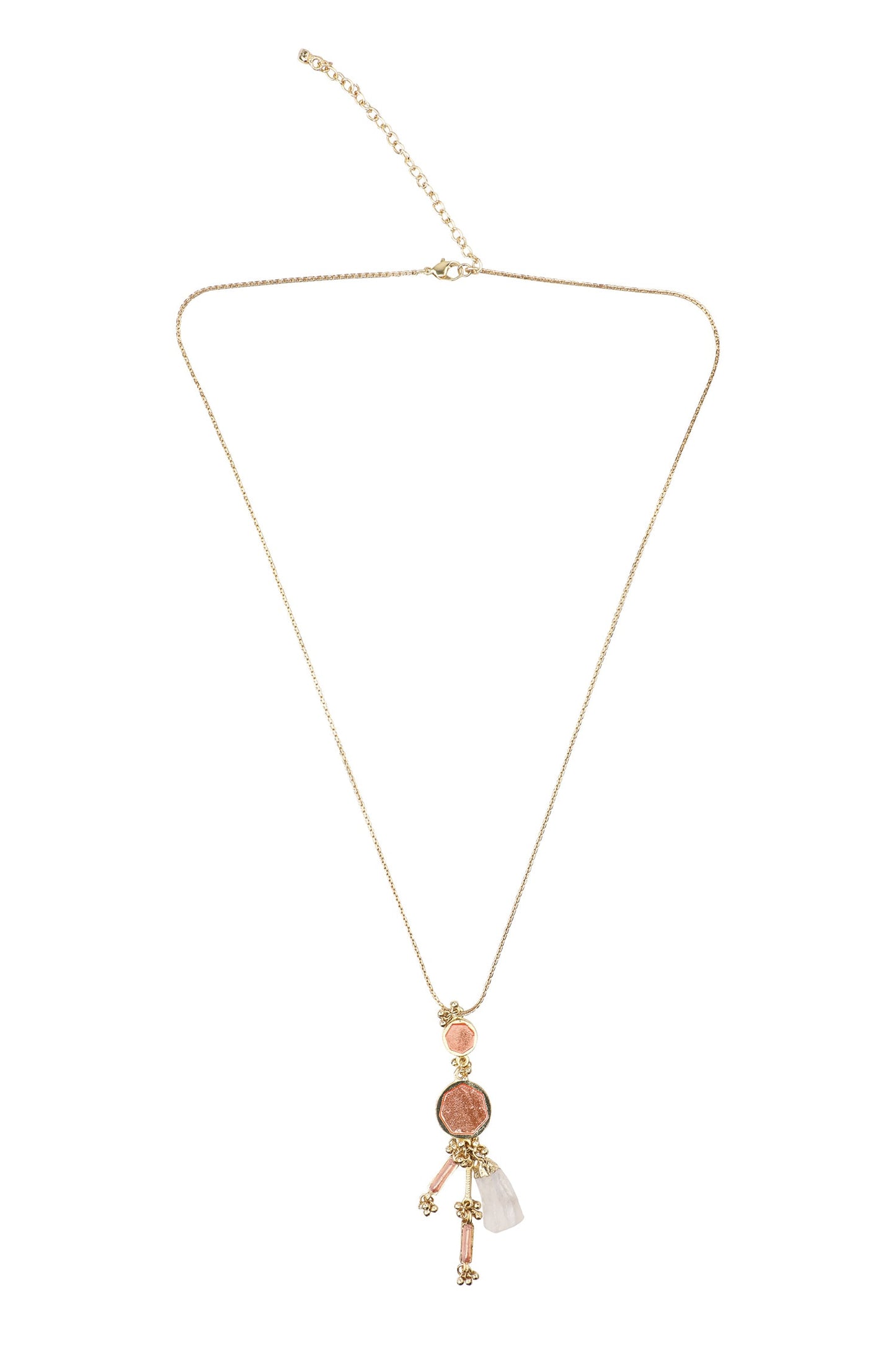Gold Enamelled Geometric Pendant Necklace 